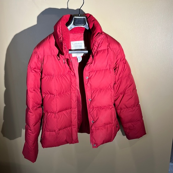 Eddie Bauer 650 Fill Power Half-Snap Down Jacket, Men's Size L Nylon navy blue type Vintage Second Hand